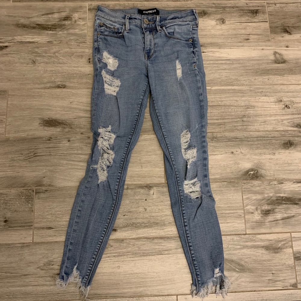 Express Distressed Mid Rise Ankle Legging Jeans Size 2